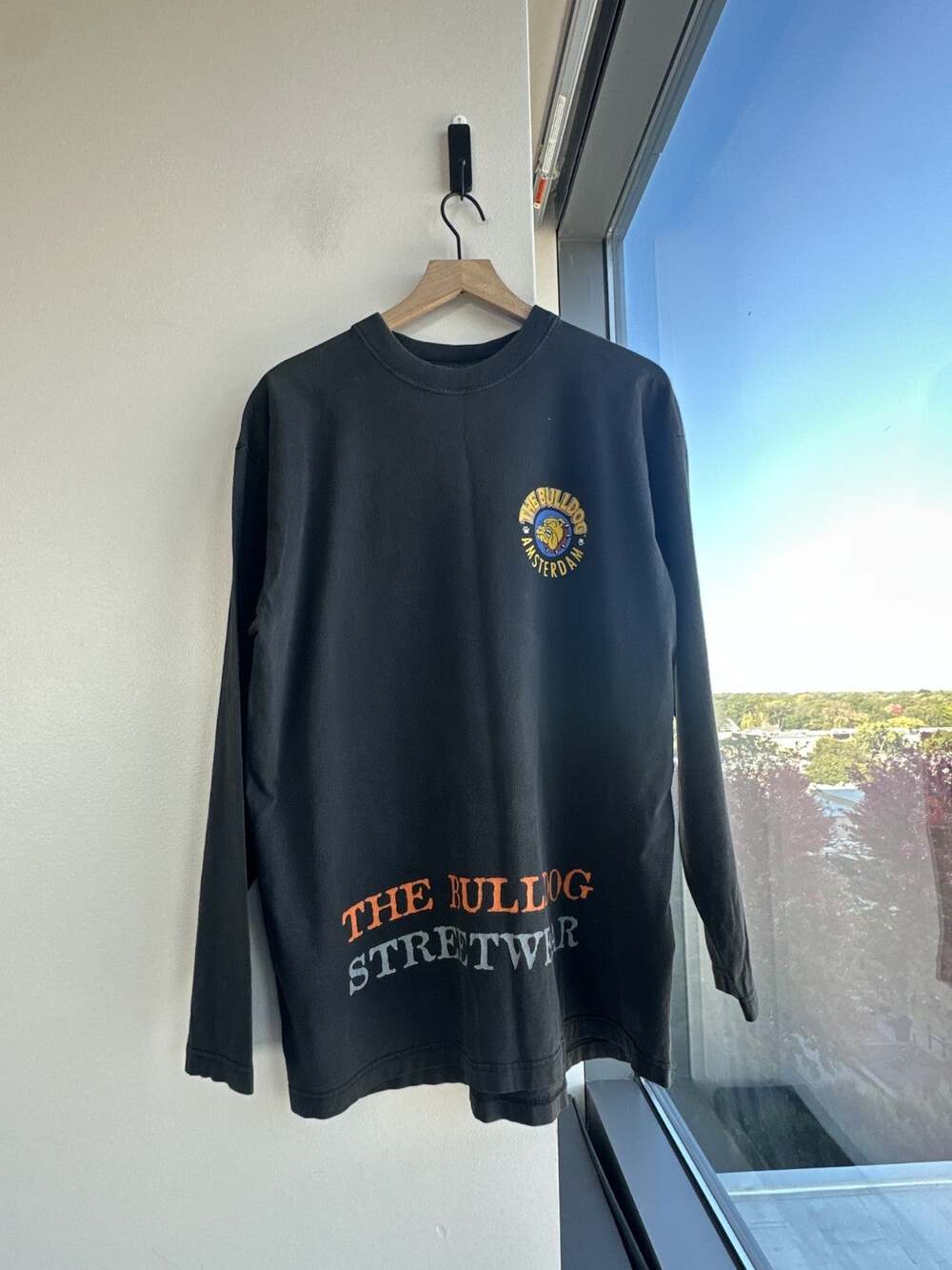 Vintage Bulldog Amsterdam Coffee Shop Black Long Sleeve Shirt Sz L
